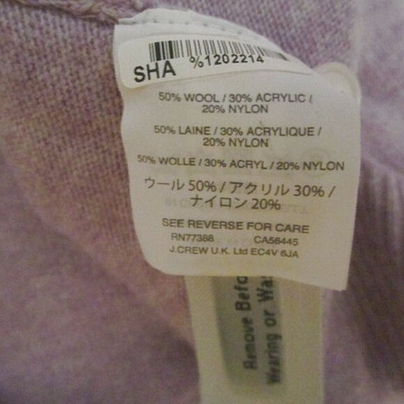 J Crew Wool Blend Sweater Size XS Layered Look V-Neck Lilac Tunic French Cuffs - Picture 10 of 10